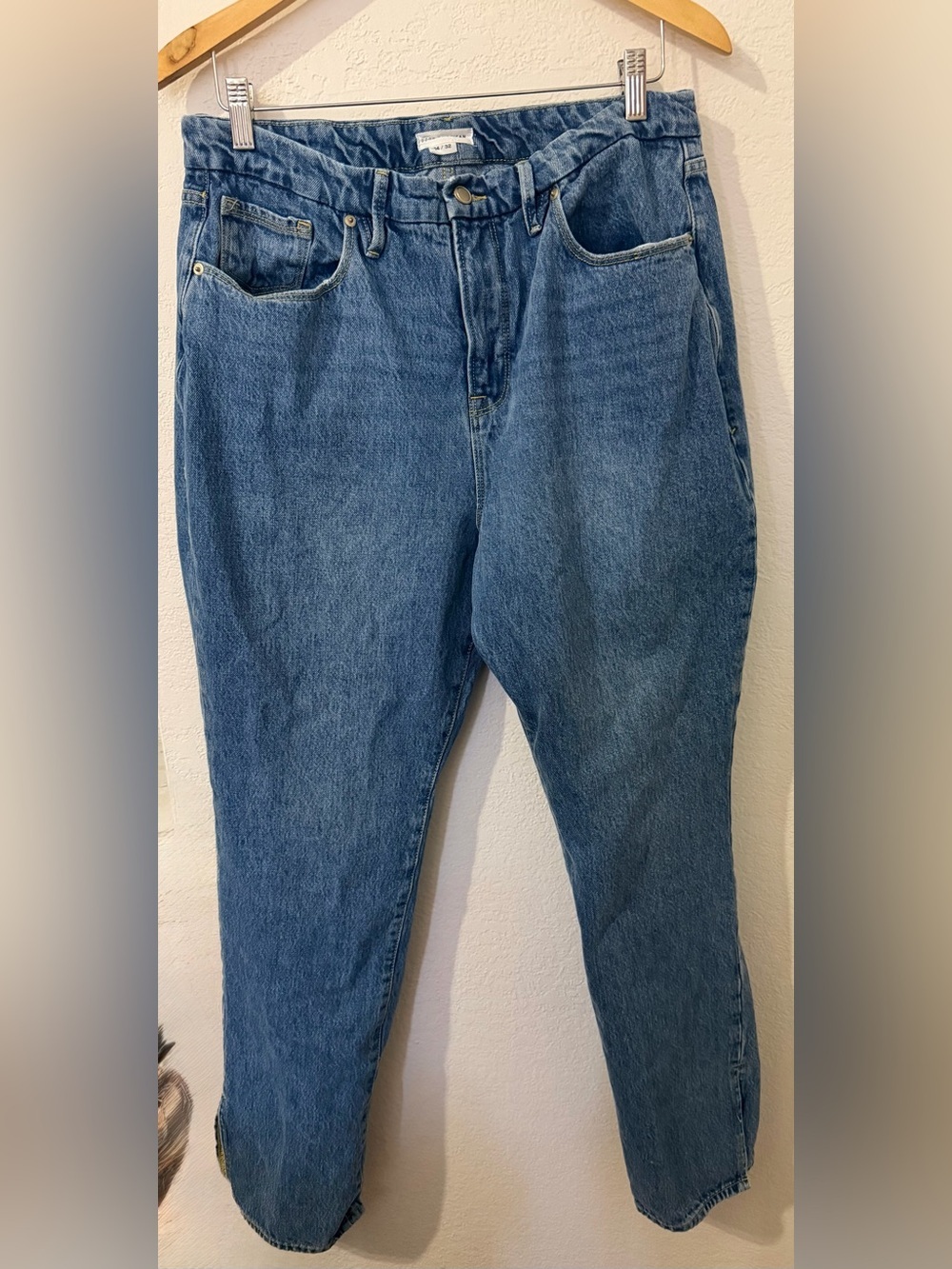 Good American Good Boy Straight Leg Vintage Blue Jeans - Size 14 / 32